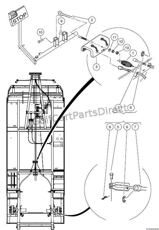 BRAKES – REAR BRAKE CABLES, EQUALIZER, AND EQUALIZER ROD – TURF/CARRYALL 6 VEHICLES