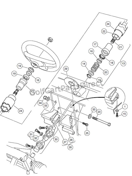 STEERING COLUMN – ALL VEHICLES EXCEPT TURF/CARRYALL 2 XRT AND TURF/CARRYALL 252