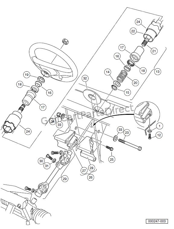 STEERING COLUMN – TURF/CARRYALL 2 XRT AND TURF/CARRYALL 252 VEHICLES