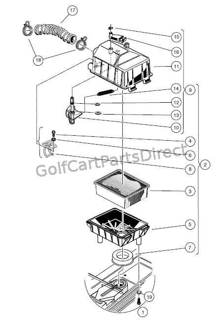 AIR BOX AND INTAKE HOSE - Club Car parts & accessories 1992 jeep wrangler fuel filter 