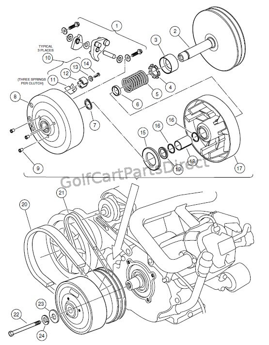 DRIVE CLUTCH Club Car parts & accessories