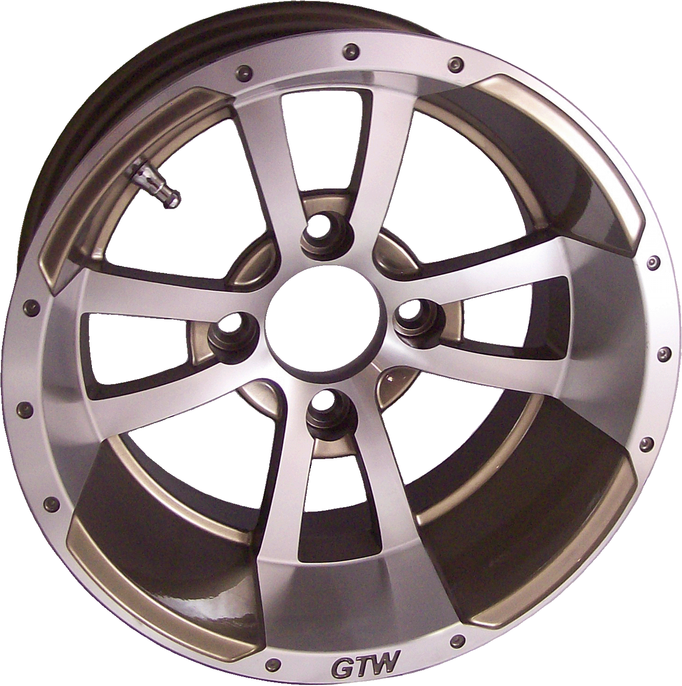 N-40425 - 12� x 6� WHEEL � STORM TROOPER � MACHINED W/CHAMPAGNE w/LOW PROFILE GOLF PRO TIRE (SET OF 4)