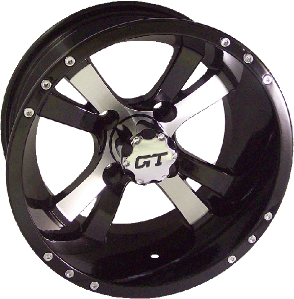 N-40436 - 12� x 6� WHEEL � TWISTER � MACHINED W/BLACK w/LOW PROFILE GOLF PRO TIRE (SET OF 4)