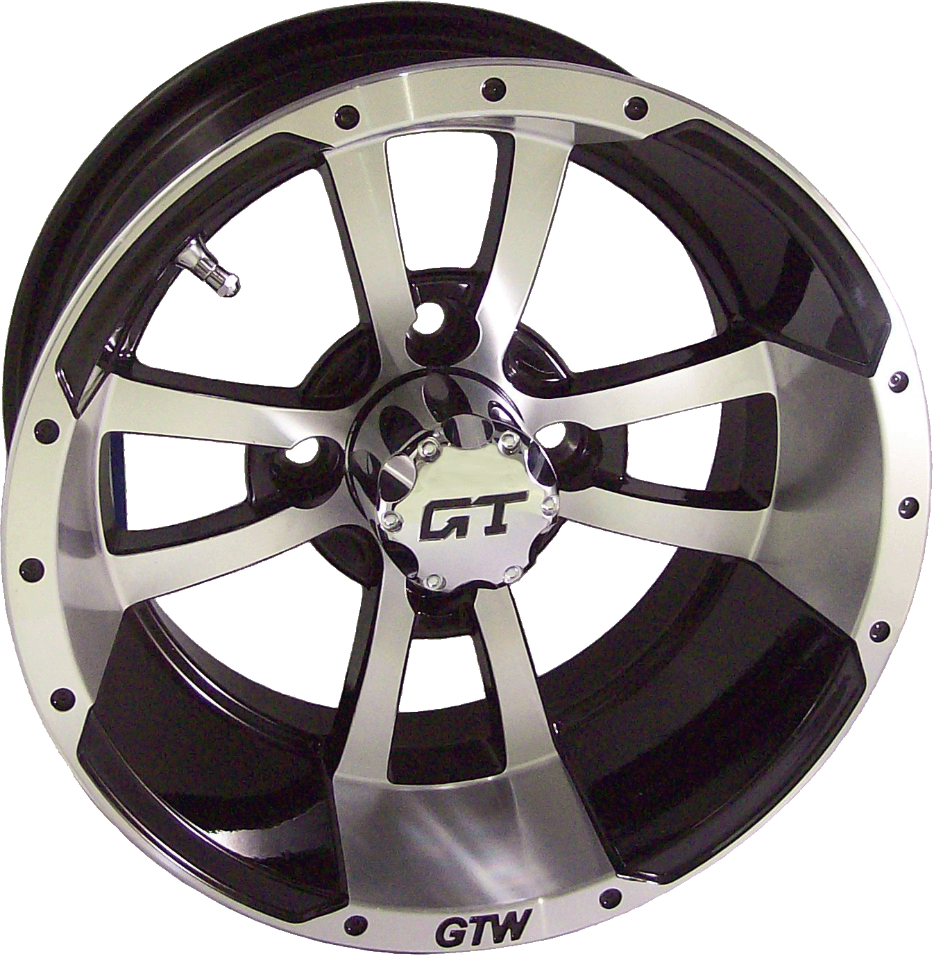 N-40691 - 12� x 6� WHEEL � STORM TROOPER � MACHINED W/BLACK w/LOW PROFILE GOLF PRO TIRE (SET OF 4)