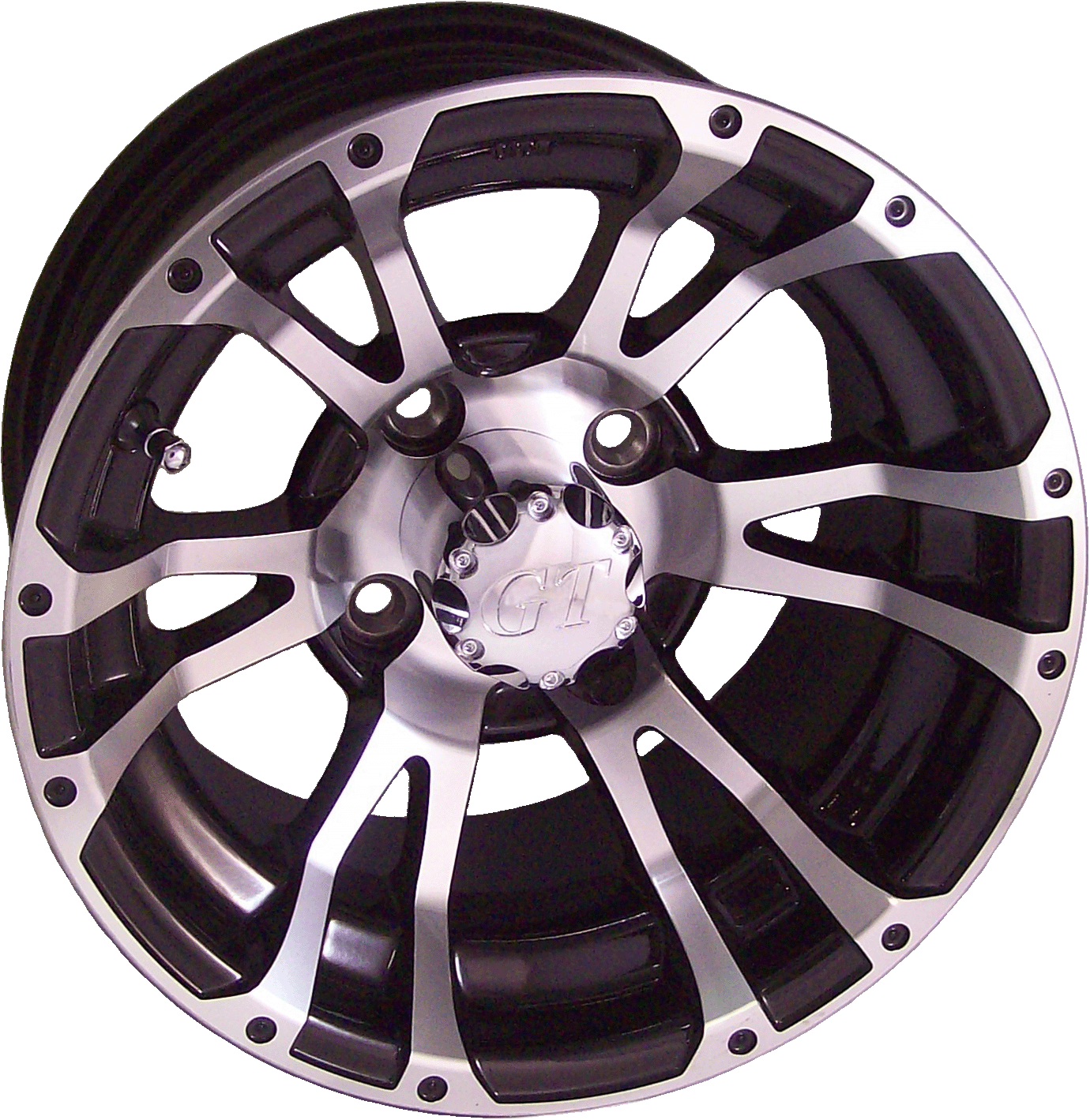 N-40693 - 12� x 6� WHEEL � TYPHOON � MACHINED W/BLACK w/LOW PROFILE GOLF PRO TIRE (SET OF 4)