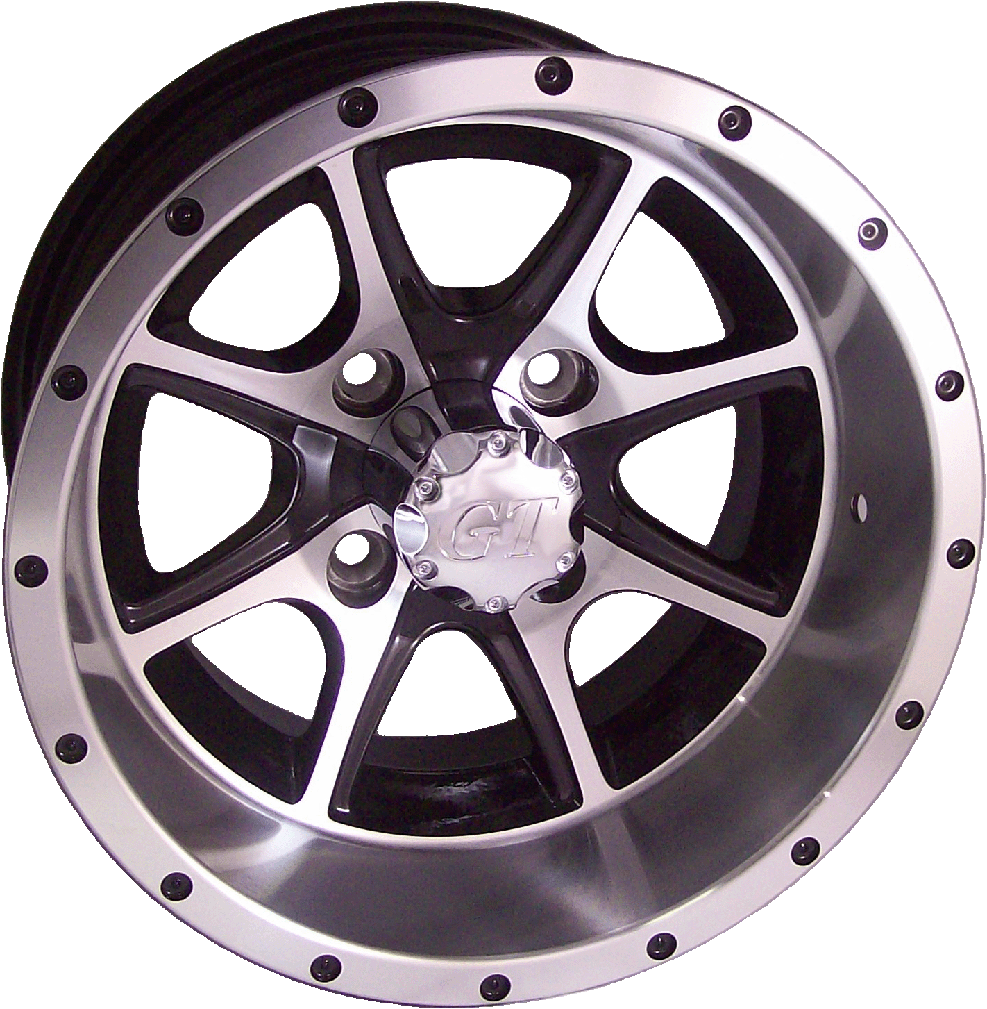 N-40723 - 12� x 6� WHEEL � TREMOR � MACHINED W/BLACK w/LOW PROFILE GOLF PRO TIRE (SET OF 4)