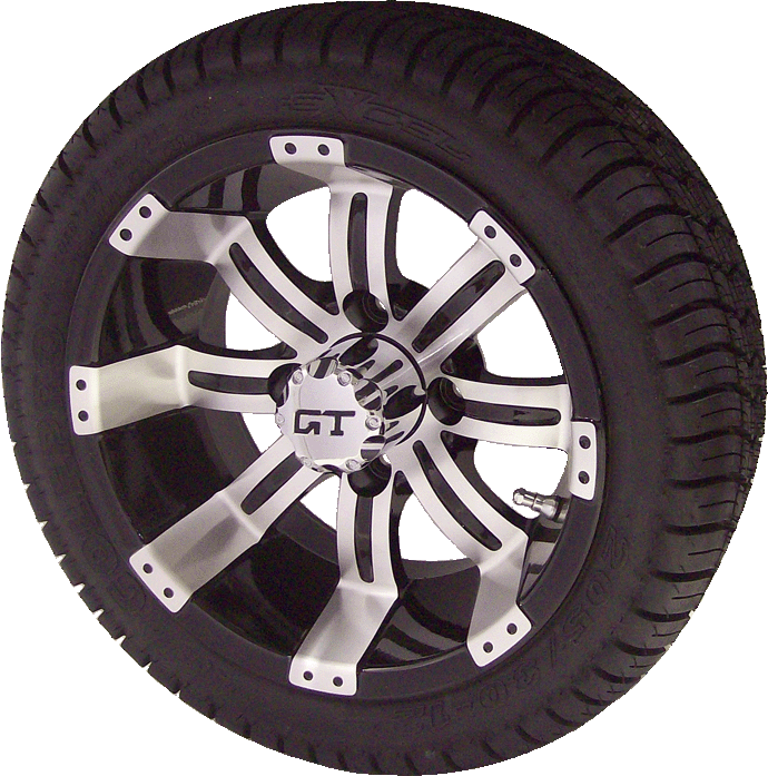 N-40732 - 12� x 6� WHEEL � TEMPEST � POLISHED W/BLACK w/LOW PROFILE GOLF PRO TIRE (SET OF 4)