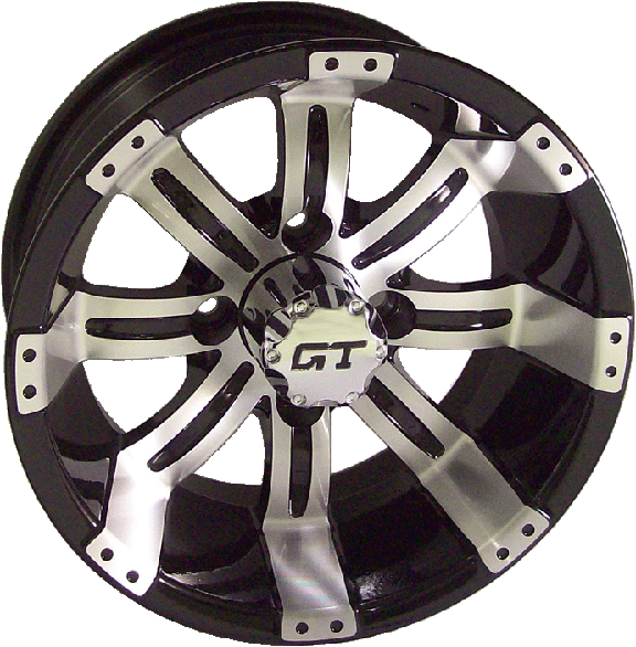 N-40815 - 12� x 6� WHEEL � TEMPEST � MACHINED W/BLACK w/LOW PROFILE GOLF PRO TIRE (SET OF 4)