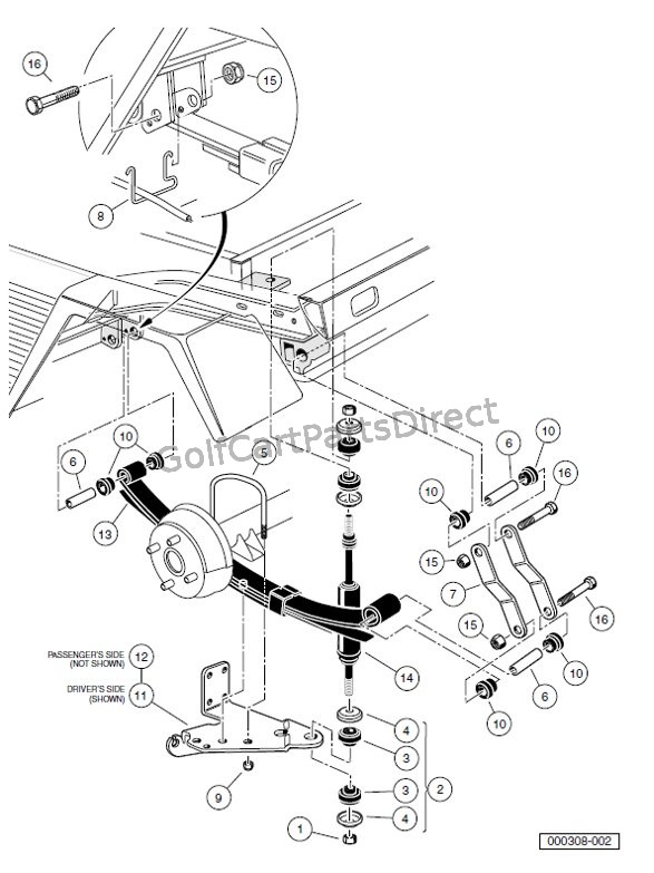 REAR SUSPENSION – GASOLINE TURF/CARRYALL 2, CARRYALL 2 PLUS, AND 6 WITH