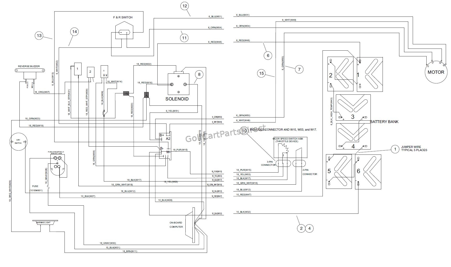 1996 Club Car Wiring Diagram-48 Volt from www.golfcartpartsdirect.com