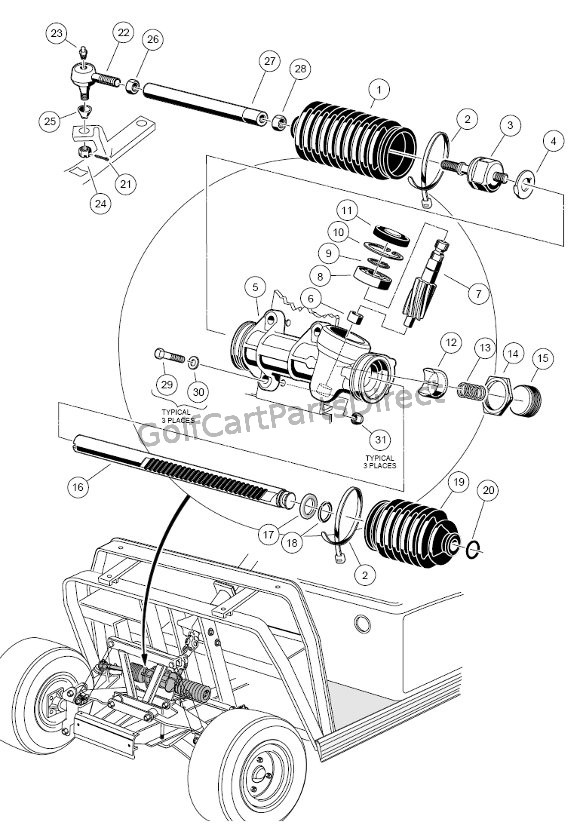 Club Car Steering Boot / Bellows replacement -Driver side ... electric ezgo golf cart wiring diagrams 