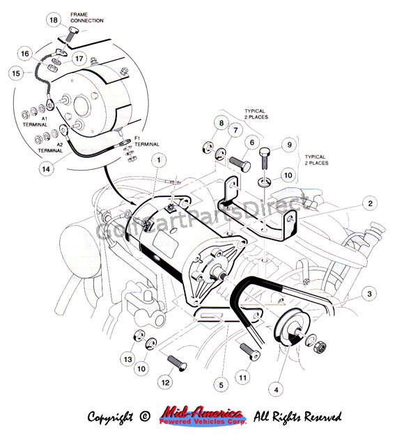 Starter / Generator Mount. - Club Car parts & accessories club car 36v wiring diagram 1984 