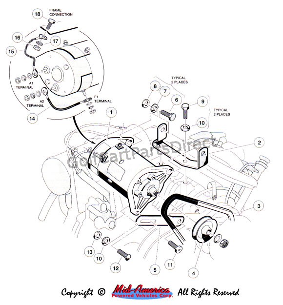 Starter / Generator Mount. - Club Car parts & accessories 1985 club car ds battery wiring 