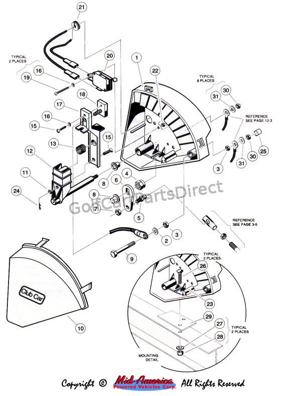 Wiper Switch - 36V V-Glide - Club Car parts & accessories 2005 ez go golf cart wiring diagram 