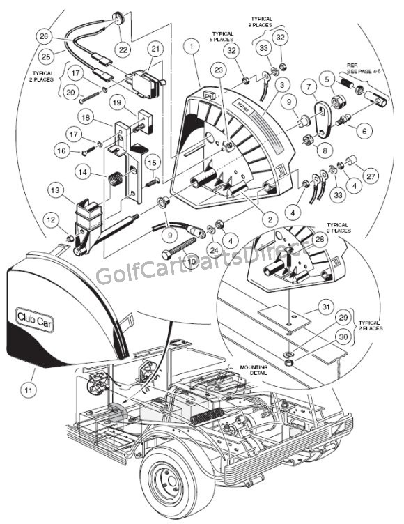 Wiper Switch - 36V V-Glide - Club Car parts & accessories club car carryall parts diagram 