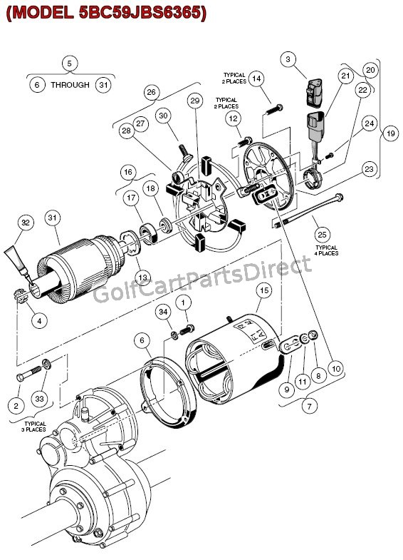 Electric Motor - (MODEL 5BC59JBS6365) - Club Car parts ... yamaha g1 golf cart 36v wiring diagram 